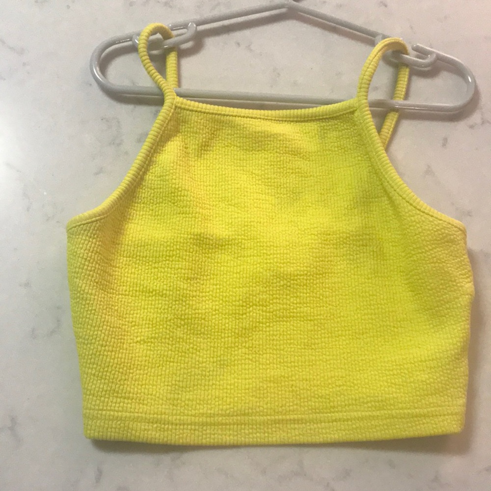TOPSHOP- neon yellow crop top